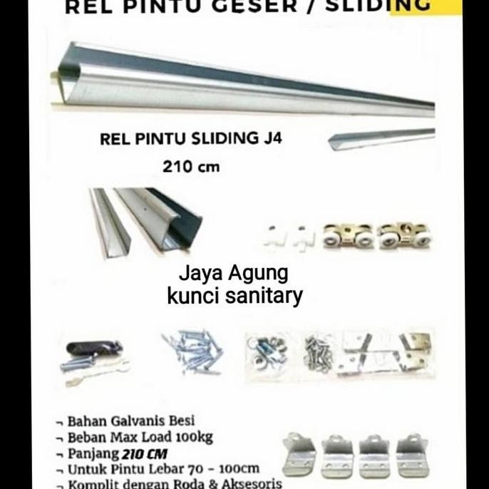Rel Pintu Sliding/Track Rail Sliding Pintu Geser Galvanis 2,1Meter