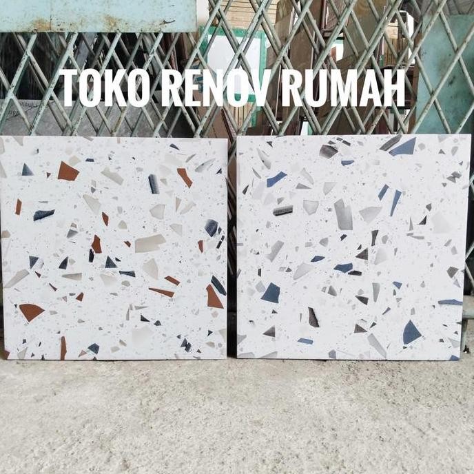 Keramik 40x40 motif terasso (kasar)/ keramik terazo/ terazzo/ teraso kasar/ dinding lantai kamar man