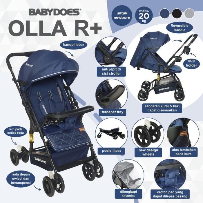 Stroller Reversible Babydoes Olla R+ / Kereta Dorong Bayi Kursi Roda 2 Arah Original Dan Terpercaya
