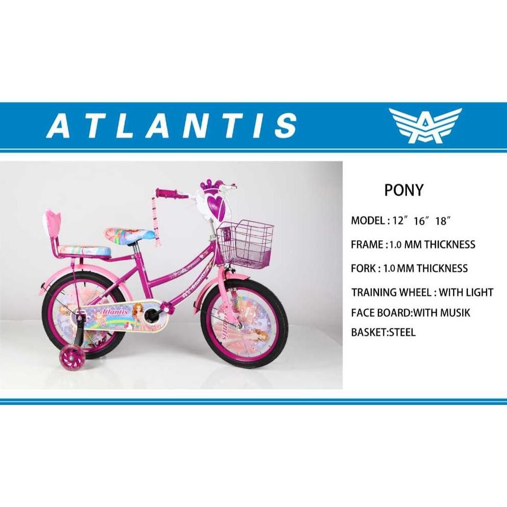 Sepeda Mini ATLANTIS Untuk Anak Perempuan Umur 3-8 Tahun Bonus Botol Air