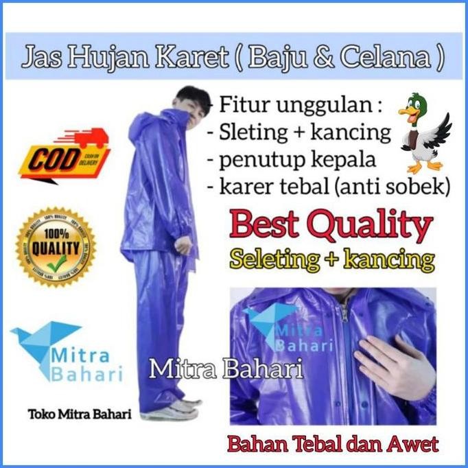 Jas Hujan Setelan (Bahan Karet Tebal) / Jas Hujan Motor / Jas Hujan Nelayan / Mantol Hujan / Baju Hu