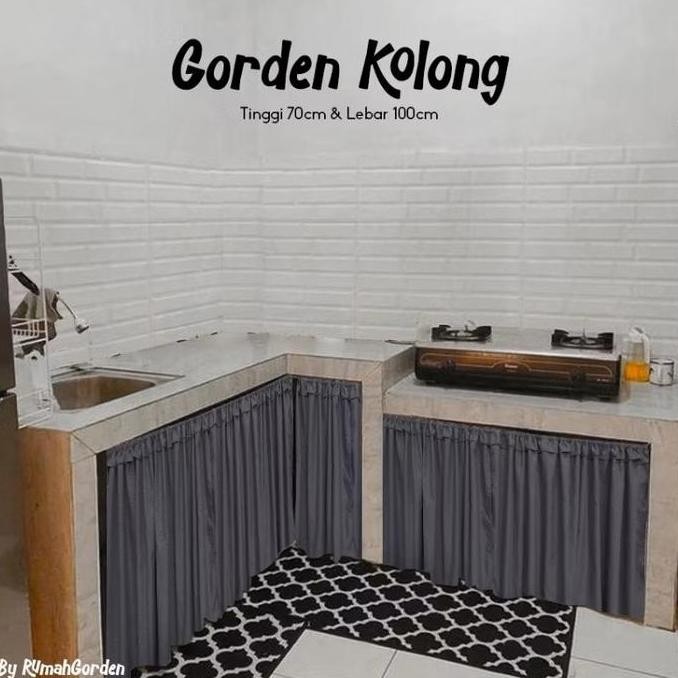 Gorden Kolong Dapur Minimalis Free Tali Motif Terbaru A002 Kain Curtain