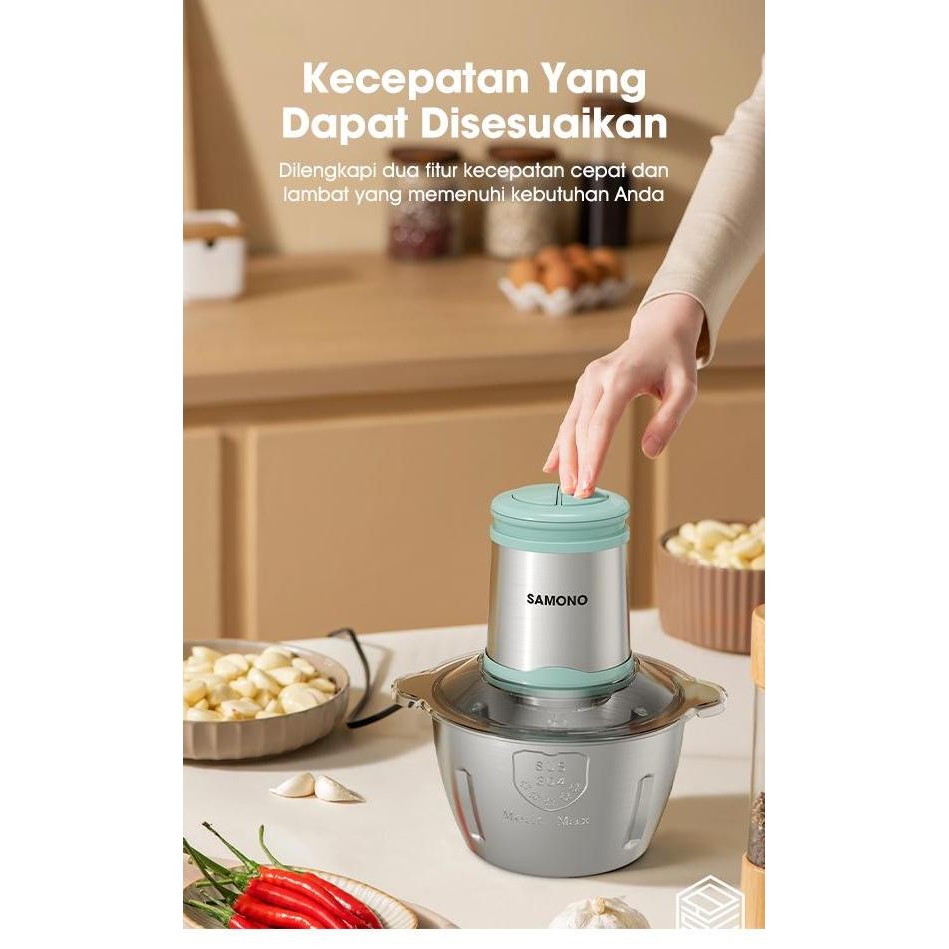 SAMONO MEAT GRINDER CHOPPER HEMAT DAYA 4 MATA PISAU FOOD GRADE SWCL350