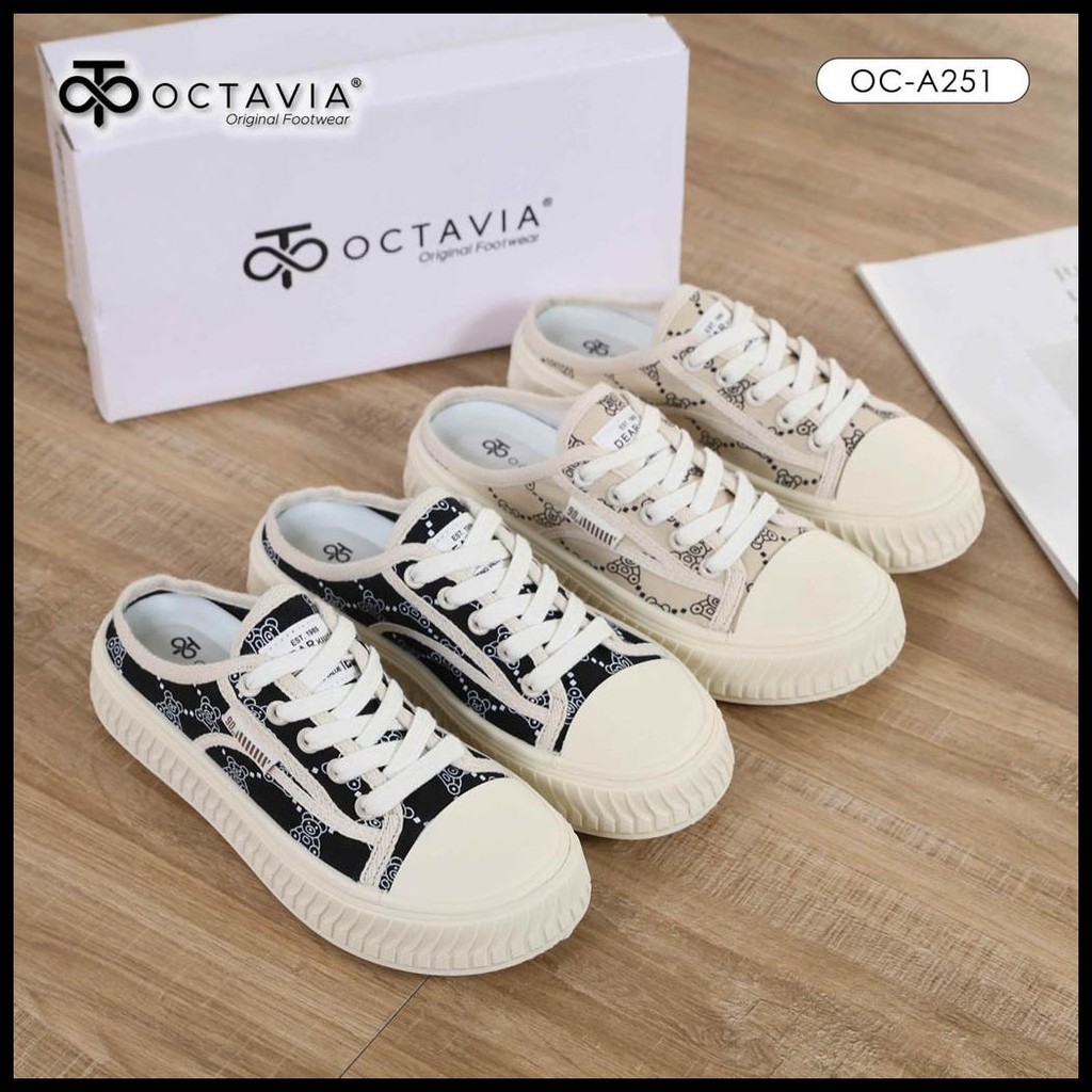 [ORIGINAL] OCTAVIA SEPATU SNEAKERS CASUAL BACKLESS MULES WANITA #OC-A251