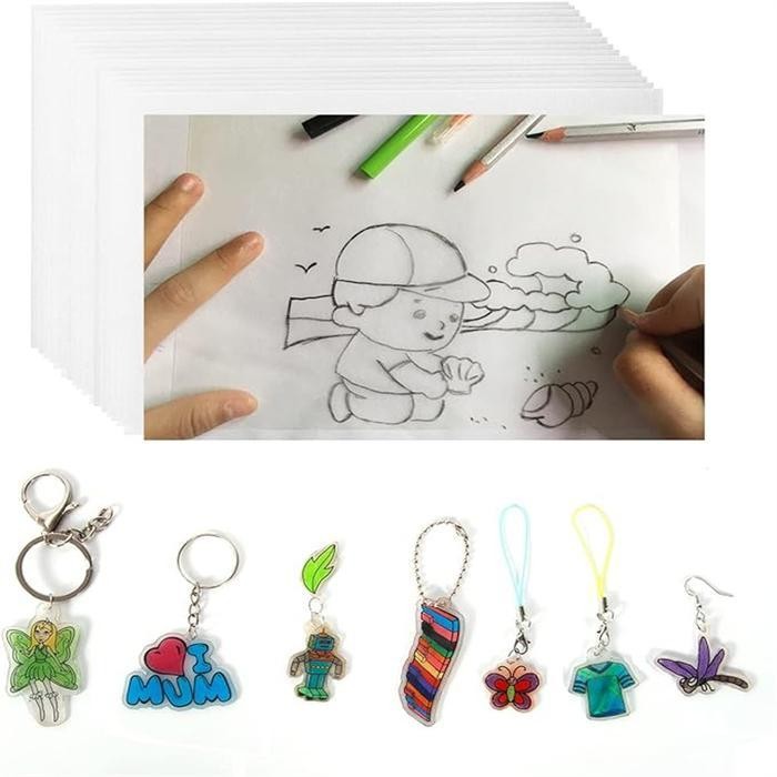 

COD 10pcs DIY Shrinky Dink Plastic / Heat Shrink Sheets / Kertas Heat Shrink 20*27cm Promo