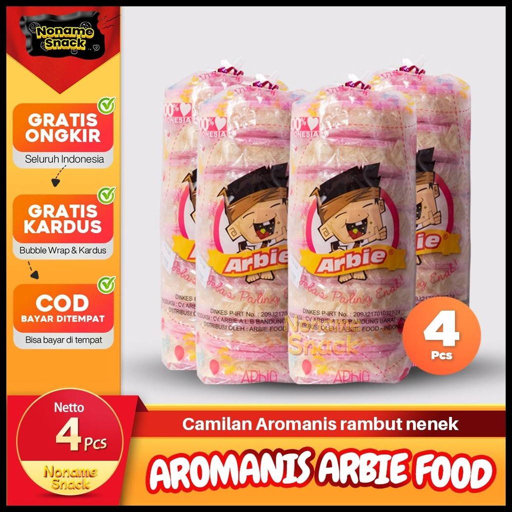 

NONAME SNACK - PAKET RESELLER ARBIE FOOD 4 PCS CEMILAN RAMBUT NENEK AROMANIS GROSIR