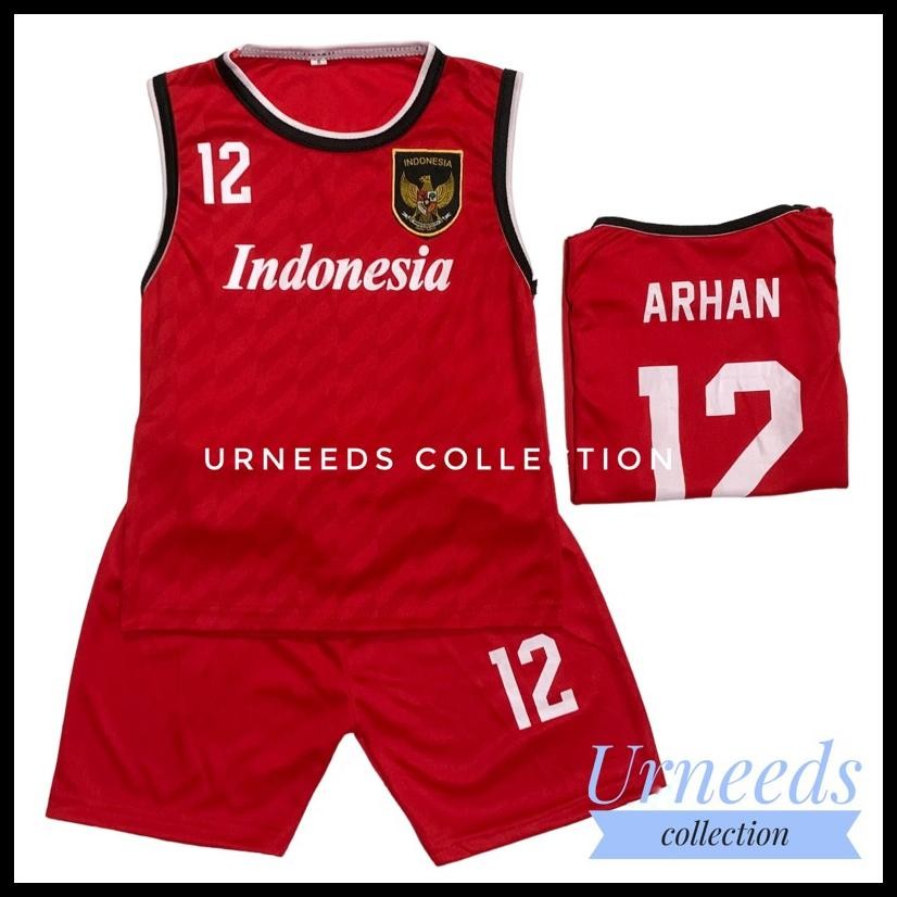 SETELAN BAJU JERSEY SINGLET SEPAK BOLA  TERBARU SET ANAK TIMNAS MERAH