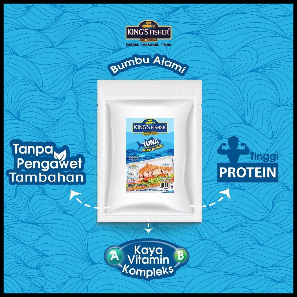 

KTM KING'S FISHER TUNA AIR GARAM POUCH TUNA IKAN KALENG IN BRINE 1000 GR