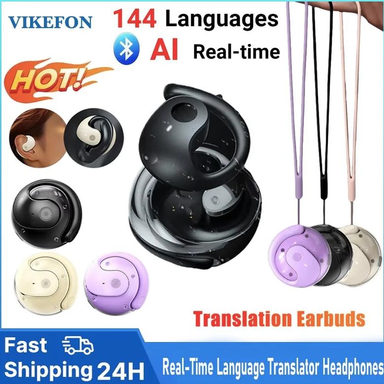 

Wireless BT AI Real-time Language Translation Earphones 144 Languages Ear Hanging Headphone Translator for Travel Business