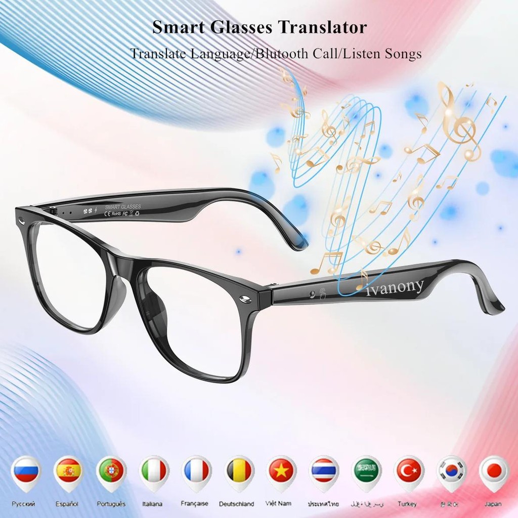 

AI Smart Translate Glasses Support 134+Langugage Translation Smart Glasses Wireless Bluetooth Call Listen Songs for Studying