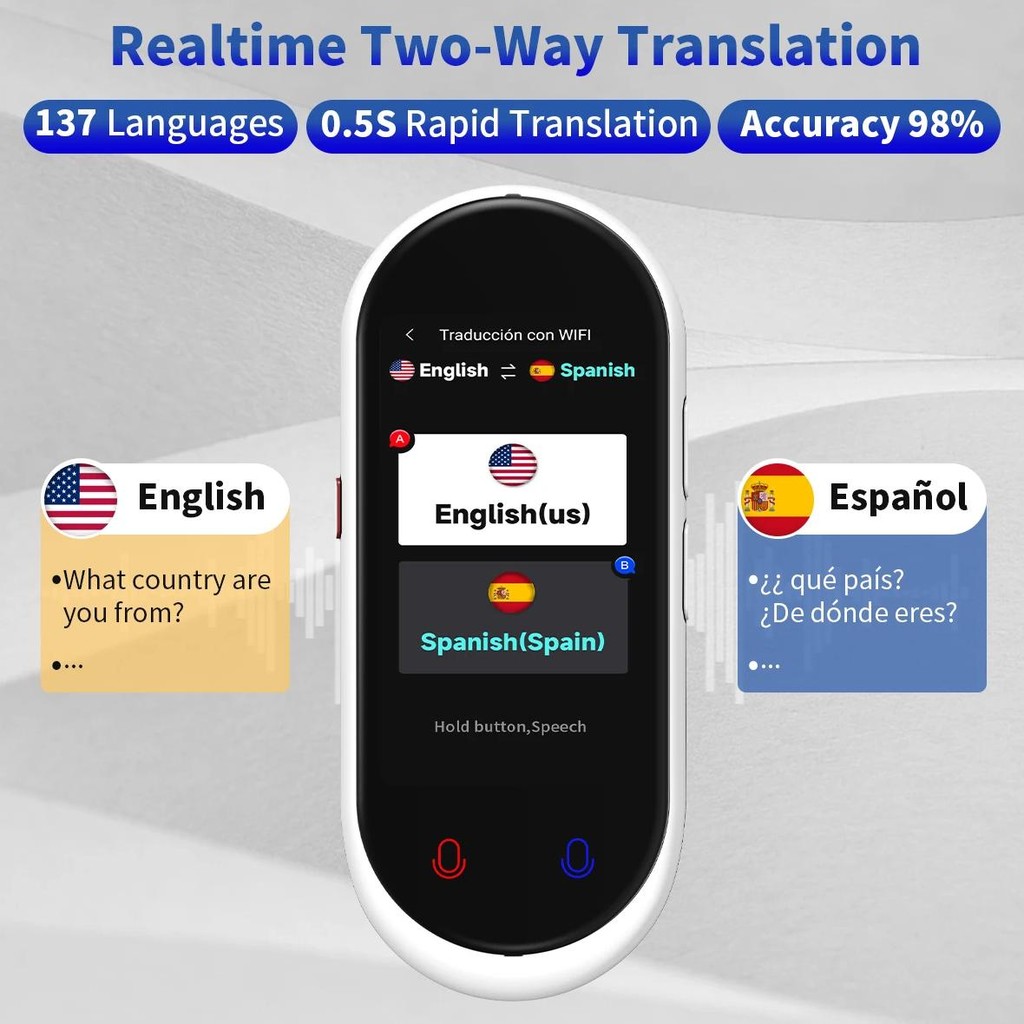 

Z8 Instant Voice Translator Portable Real-time Translation Device with Photo Recording Group Chat for Travel Learning Meeting