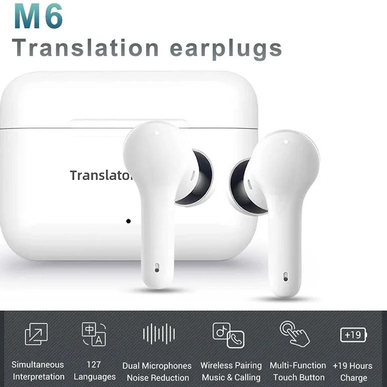 

M6 Wireless Translator Headphones Bluetooth 71 Language Noise Reduction Real-time Business Earbuds Translation with Microphone