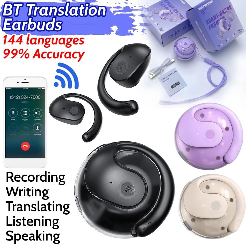 

Wireless BT AI Translation Earbuds 144 Languages Recording/ Writing/ Translating/ Listening/ Speaking HIFI Translation Earphones
