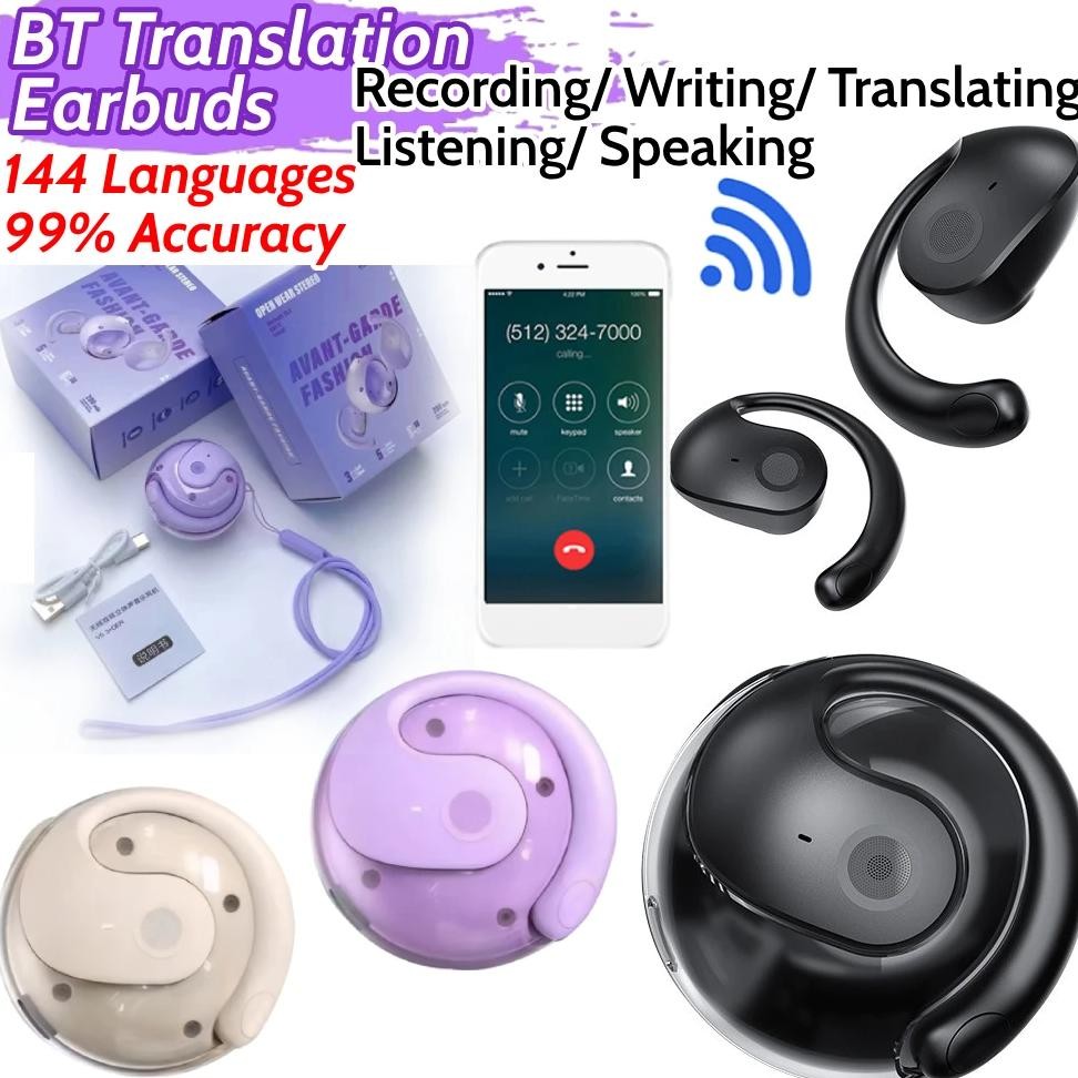 

Wireless BT AI Translation Earbuds 144 Languages Recording/ Writing/ Translating/ Listening/ Speaking HIFI Translation Earphones