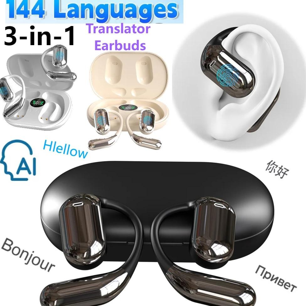 

Wireless BT Translation Earbuds 3-in-1 Real Time Language Translator Earbuds Noise Cancelling Translator Support 140 Languages