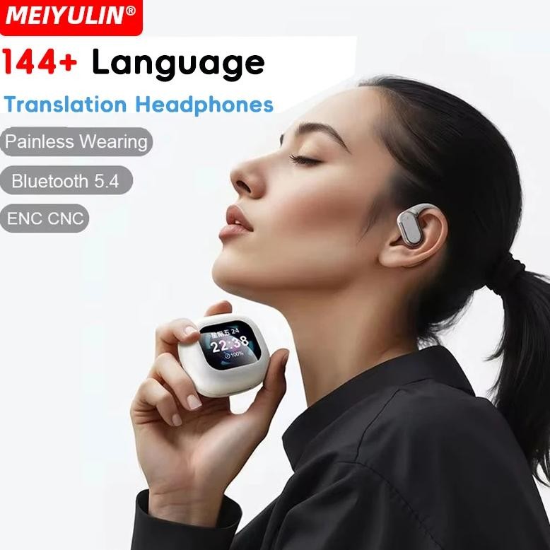 

Wireless AI 144 Real-time Language Translators Headphones Bluetooth Ear Hanging Translator Earphones for Travel Business Earbuds