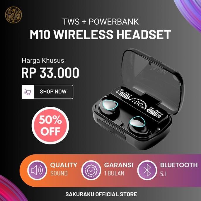 M10 TWS V5.3 BT Wireless Headset Bluetooth