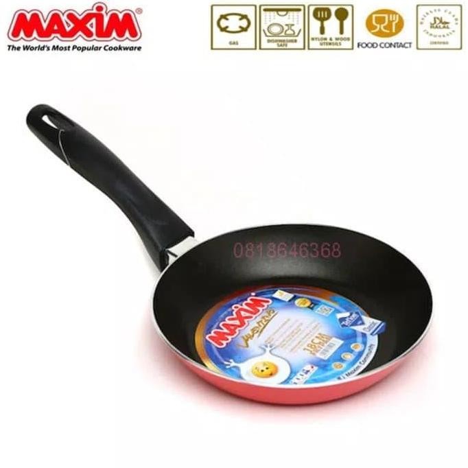 Tersedia Maxim Valentino Teflon Fry Pan 18 cm Tebal / Wajan Kuali Wok 18cm