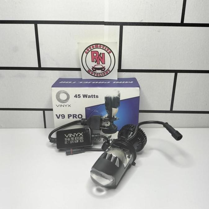 Lampu Headlamp Projector Mini Lens H4 V9 PRO VINYX Cut Off Flat