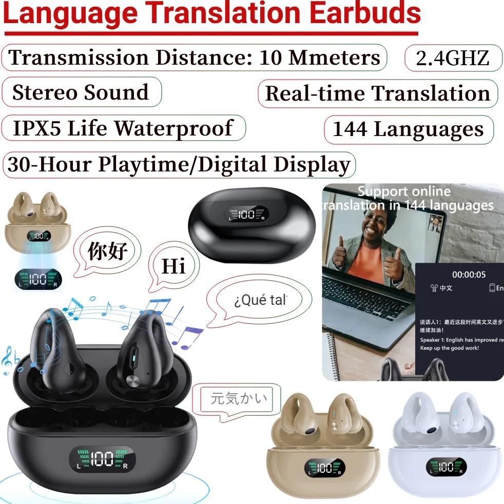 

Smart AI Translator Earbuds Bone Conduction 144 Languages Translator Device Translation Earphones for Travel Business Learning