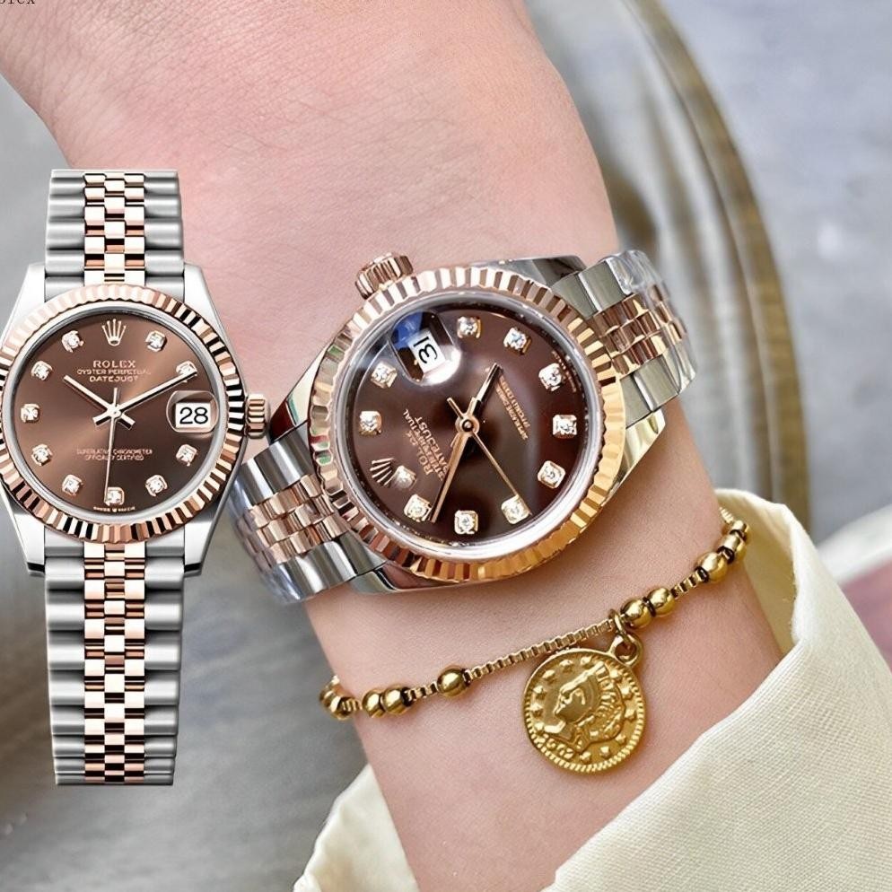 Rolex100% AsliOriginal Jam Tangan Rolex Wanita Rolex Datejust Series 18K Rose Gold Diamond 28Mm M278