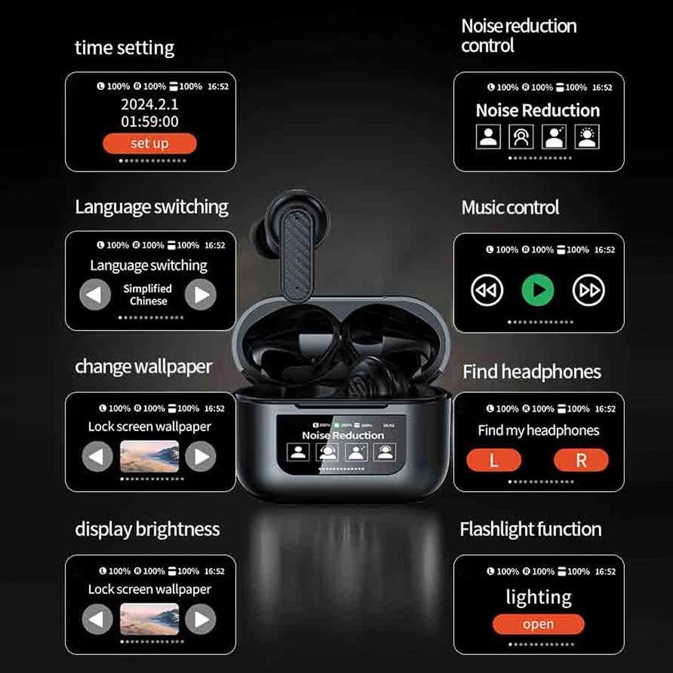 

Wireless BT 5.4 Real Time Translator Earbuds ANC Noise Cancelling 144 Languages Smart Touch Screen Housing for Business Travel