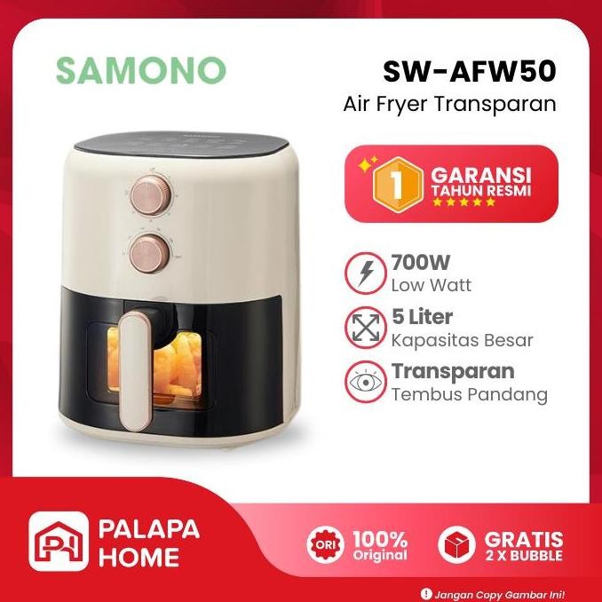 Air Fryer Low Watt Transparan Samono Sw-Afw50 5 Liter | Frayer Alat Penggoreng Masak Tanpa Minyak 5L