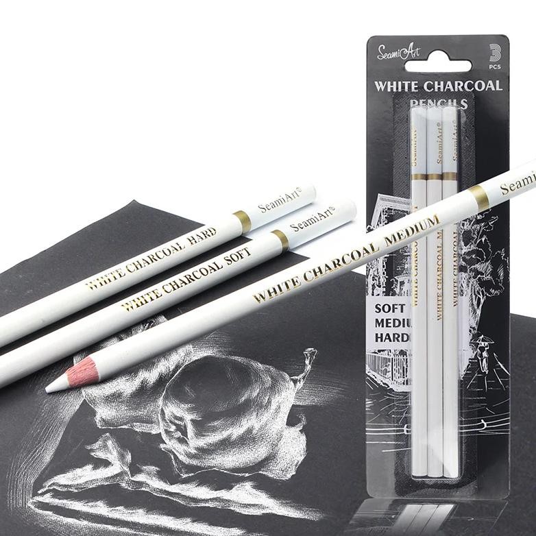 

3Pcs White Sketch Charcoal Pencils For Sketching Painting Drawing