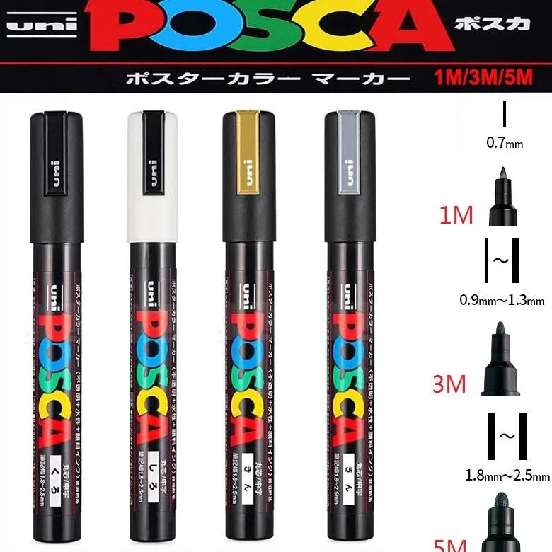 

1/2Pcs Uni Poscas Acrylic Markers Pc-1M-3M-5M Permanente Waterproof Art Pens Graffiti Marker Advertising Poster Drawing Tools