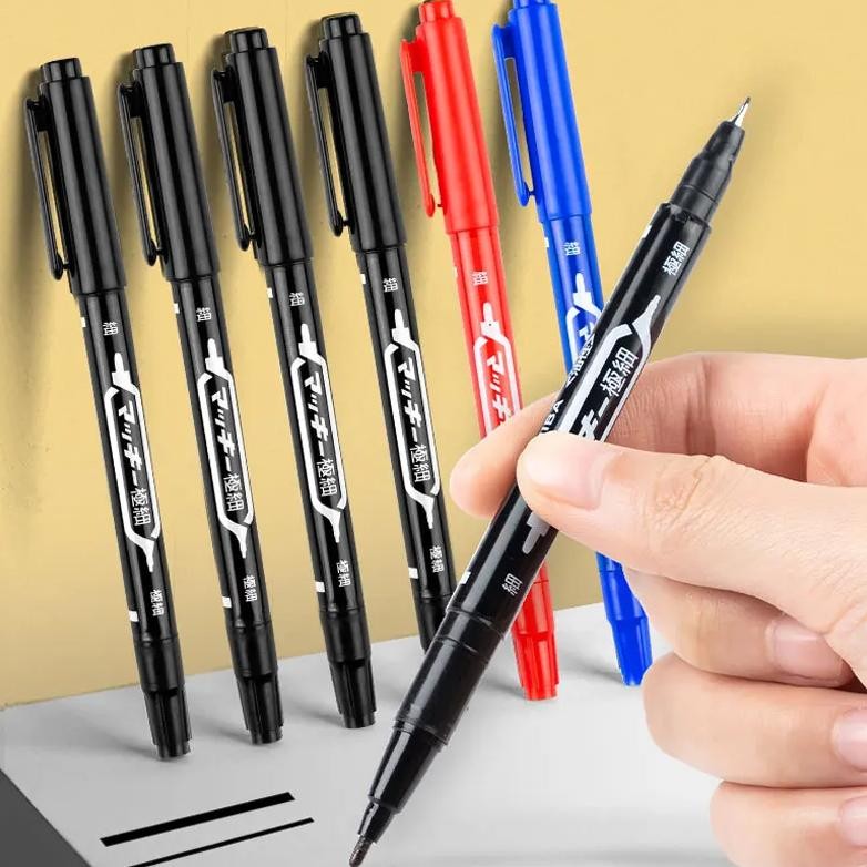 

10Pcs Waterproof Marker Pens Durable Oily Ink Fast Drying Thick Head For Signature Express Logistics & School Black Red Blue Pen