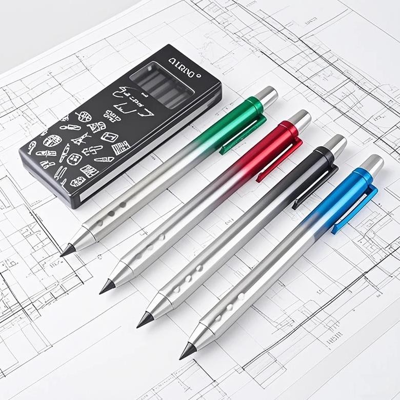 

2Pcs/Set Mechanical Pencil With 5.0Mm Black Lead Core Art Drawing Painting Automatic Pen Office School Stationery