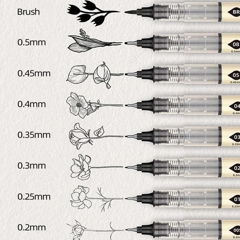 

Capacity Quick Dry Waterproof Art Markers Fineliner Brushs Pen Sketch Drawing Comics Pigment Line Pens Hand Lettering Supplies