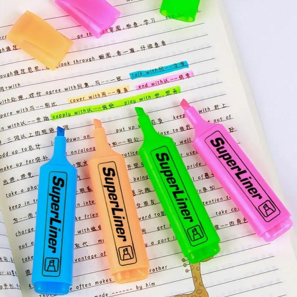 

4/6 Colors Colorful Highlighters Art Markers Oblique Drawing Fluorescent Pen Markers Flat Shape School Office Supplies