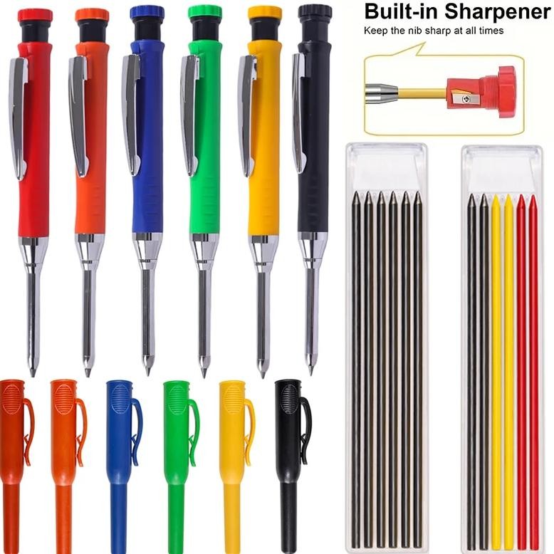 

4Pcs/Set 2.8Mm Woodworking Automatic Pencil With Sharpener 2B Lead Core Deep Hole Marking Drawing Tool With Pencil Cap