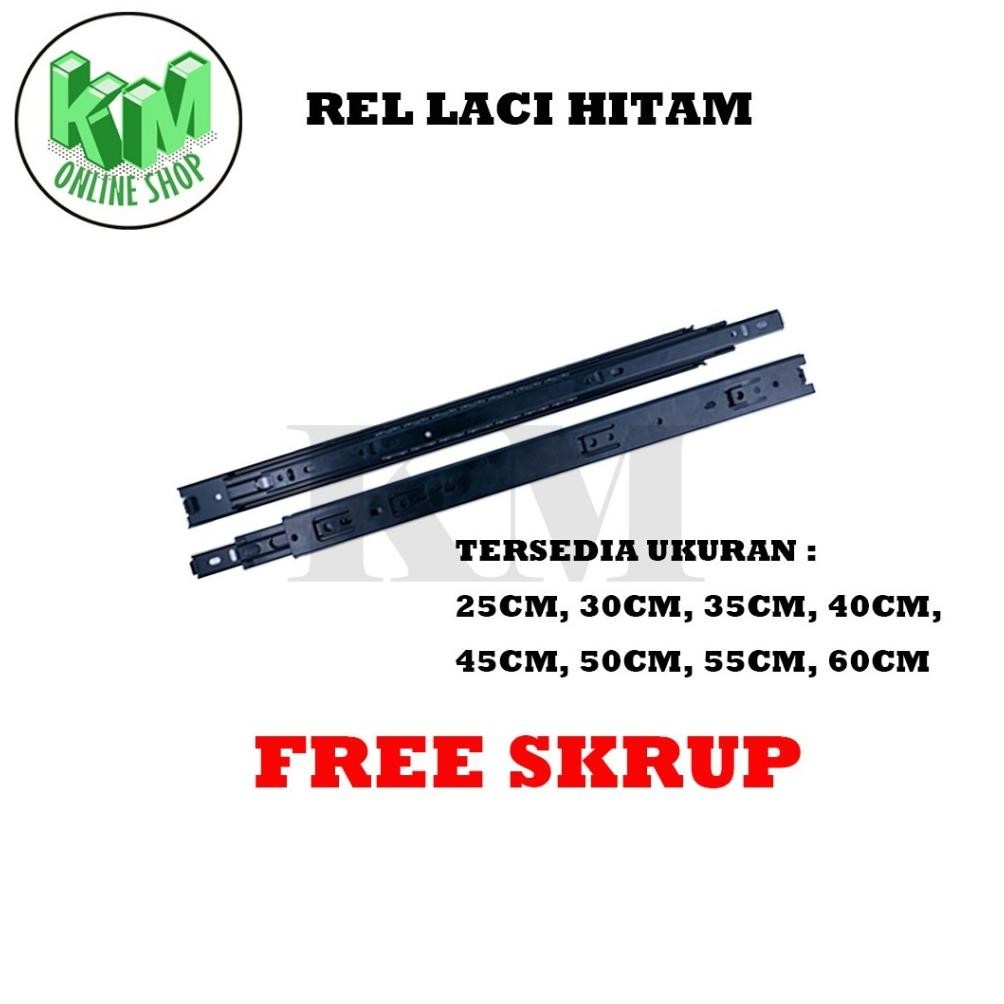 Rel Laci (Hitam) 40 Cm Double Track Mapla Full Extention 35mm ( 2x Tarik)