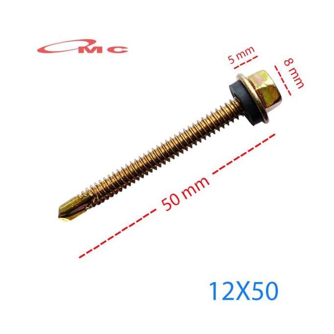 Skrup Sekrup Roofing Kuning 12X50 Turbofix Baut Roofing Baja Ringan Baut Rofing Screw Rufing Ruping 