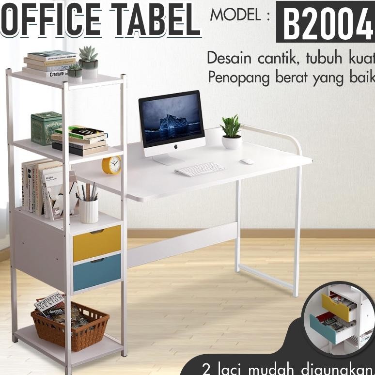 Meja Belajar Meja Kerja Kantor Komputer Laptop Office Table Minimalis WHITE B2004S