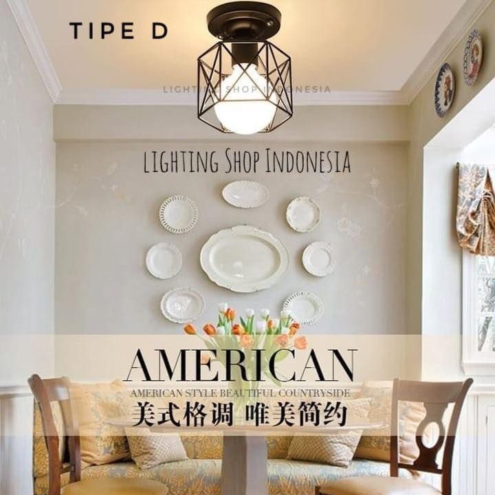 Lampu plafon lampu teras balkon vintage plafon pendek retro decor kafe