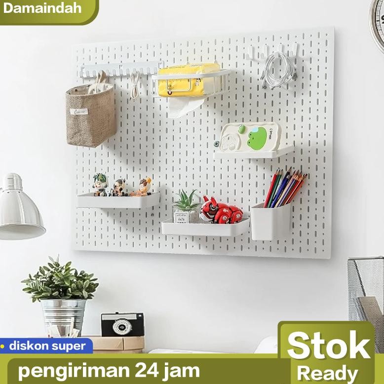 Rak Dinding Tempel Pegboard /Rak Dinding Organizer Tanpa PakuPapan Lubang / Rak Penyimpanan Papan Ga