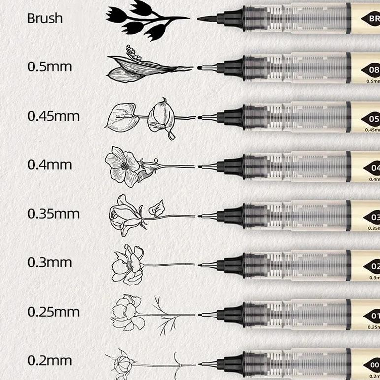 

Capacity Quick Dry Waterproof Art Markers Fineliner Brushs Pen Sketch Drawing Comics Pigment Line Pens Hand Lettering Supplies