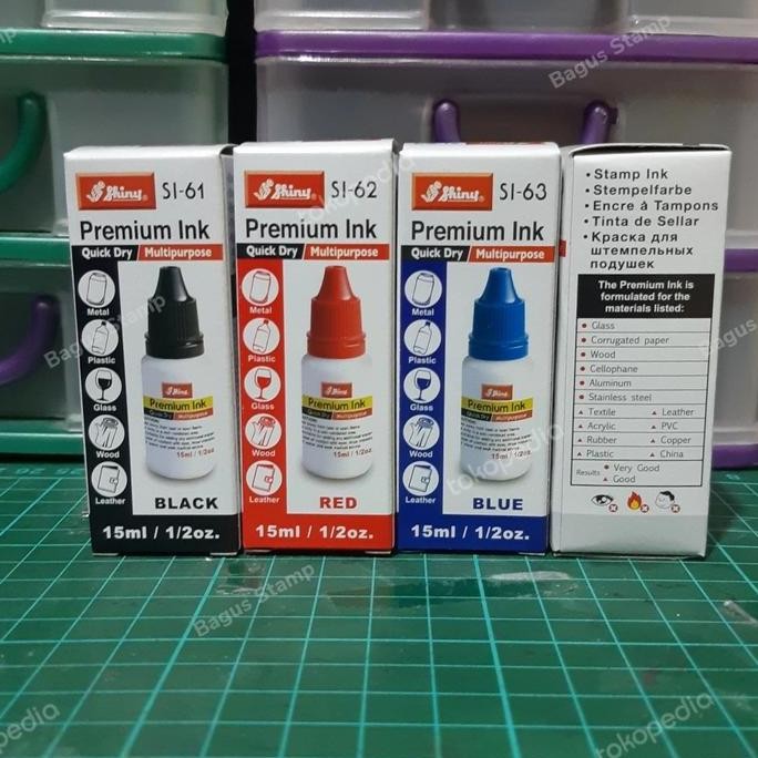 

les Tinta Stempel Permanent / Premium / plastik kaca kayu besi foil Tahan Air/ Anti Luntur TINTA SHINY [15ml]