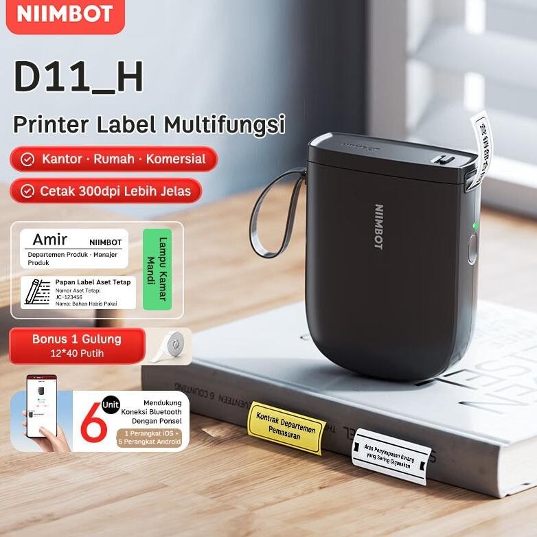 

LINDU NIIMBOT D11 Mini Printer Label Bluetooth, Printer Thermal Stiker Nama dan Harga Portabel