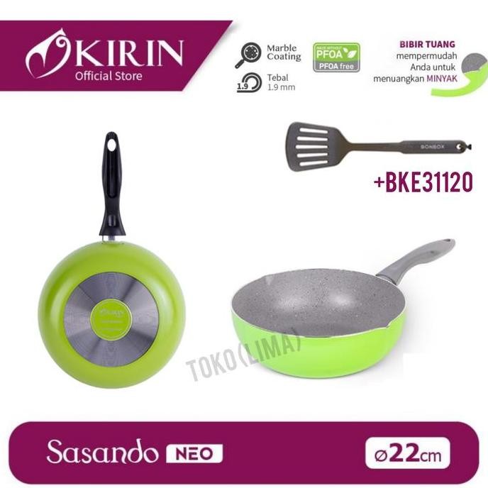 Tersedia Wajan Kirin Sasando DEEP Frypan 22cm Teflon Wok Anti Lengket Wok 22 cm