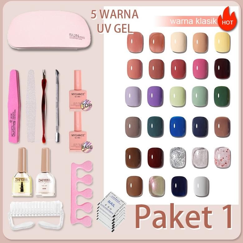 TERMURAH Memberikan Hadiah Mydance Paket Nail Art UV Gel Set Lengkap Kutek Lampu UV Manicure Pedicur