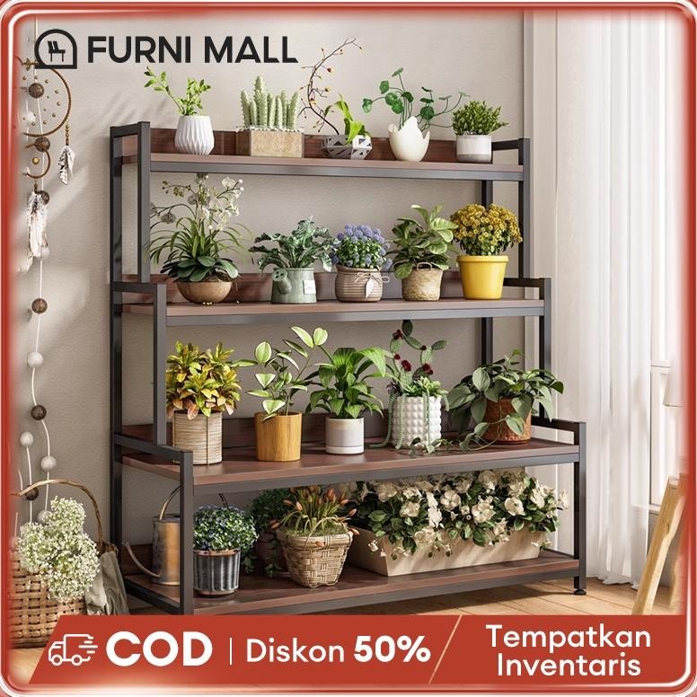 Rak Bunga Besi Rak Pot Bunga Rak Susun Penyimpanan Pot Bunga Besi Standing Pot Susun 3/4Pendatang ba