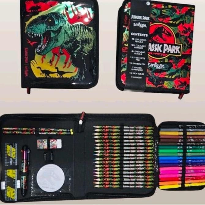

Smiggle Zipit Stationery Jurassic/Jurassic Pencil Case Set/ Alat tulis Kualitas Original