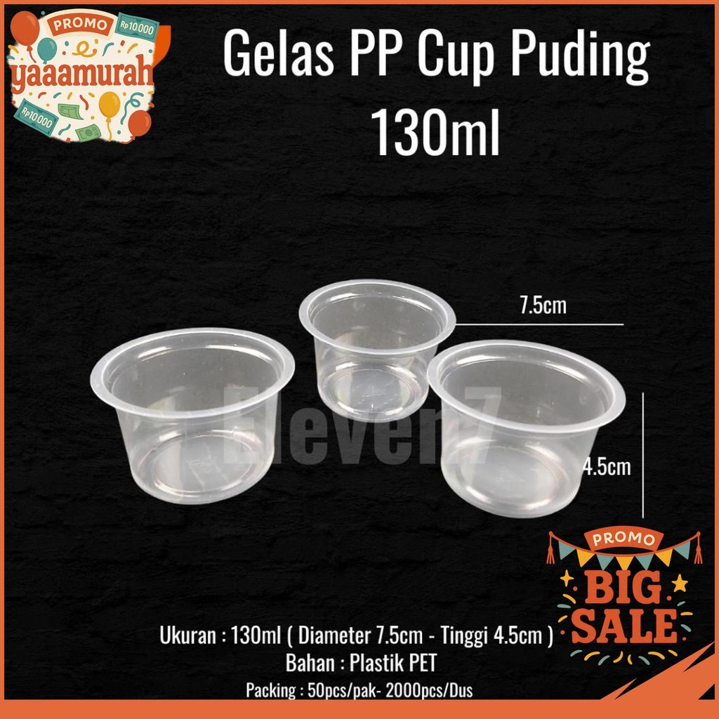 Gelas Pp Cup Puding 130Ml - Cetakan Puding Plastik & Tutup (50Pcs) / Sameday