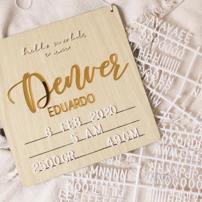 

Customized Baby Board Felt Letter / Wooden Board Customized Gold Board Kualitas Original
