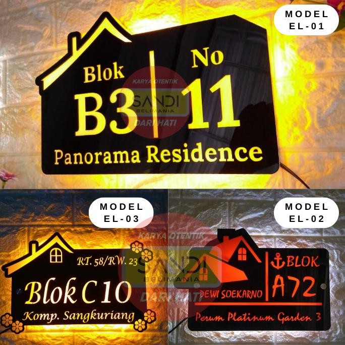 NEW Papan Nomor Rumah LED Acrylic | Nomer Rumah LED | No Rumah Menyala