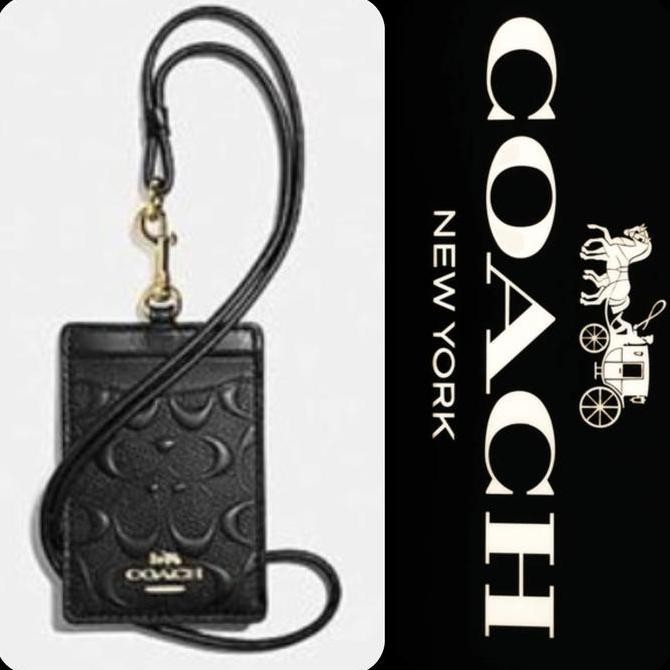 

Gantungan ID Card holder Lanyard black Signature embossed Metal logo Original FO Kualitas Original